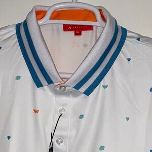 REDVANLY GOLF PERFORMANCE LANGHAM WHITE BLUE RIBBED COLLAR POLO SHIRT XL NWT